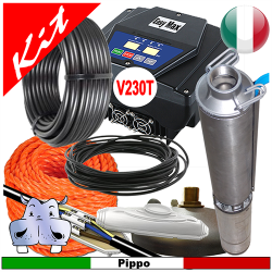 Impianto di sollevamento acqua pozzo pompa sommersa antisabbia X-Power P4XSD15 + 4OS 1,50HP V230trifase - linea elettrica max 200ml - Abbinamento a Easymax pressione costante - Inverter: alimentazione V230 monofase - uscita V230 trifase